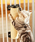 Cat scratching on Natural Sisal Rope One Quarter Inch Thick 328 Feet 100 Meters Heavy Duty Twine For Cat Scratcher Posts Garden Binding Crafts And Packing Material Built To Last Tough As Nails attached to gate