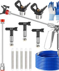 No Fuss Airless Paint Sprayer Kit With 25 Ft Hose And Three Reversible Tips, aluminum, compact design for easy painting tasks.