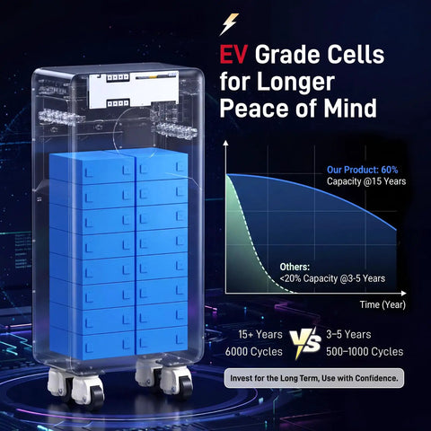 Top Shelf Heavy Duty 48V 314Ah LiFePO4 Battery With 300A Smart BMS And Bluetooth App Control For Solar Home Backup Or RV Off Grid Energy Storage Zero Hassle No Sweat Operation showcasing EV grade cells.