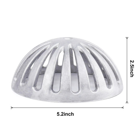 Heavy Duty Aluminum Floor Drain Cover Dome Strainer 5-1/2 Inch Wide By 2-1/4 Inch High For Restaurant Home Kitchen Bar Buffet Mall Outdoor Rust-Resistant Commercial-Grade Drain Cap, showing size dimensions