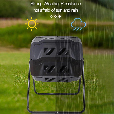 Dual Chamber Compost Tumbler 42 Gallon 160L Outdoor Bin With Sliding Doors For Garden Yard Outdoor Use Durable PP Material