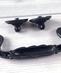 Vintage Black Bail Drawer Pull Four And A Quarter Inch Centers Drop Swing Dresser Cabinet Hardware Old School Retro Look Zinc Alloy Knob