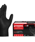 GLOVEWORKS black nitrile disposable gloves, 6 mil, raised diamond texture, box of 100 (front view)