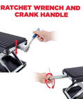Beefy Heavy Duty 1400 Lb Motorcycle Lift Scissor Jack With Handle And Ratchet Wrench Crank For Dirt Bikes And ATVs in use