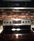 Stove top with clock showing 3:44 and cookware; Four Pack Microwave Light Bulbs Replacement for W10112515 in background