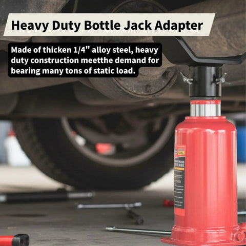 Bottle Jack Adapter With Triple Lock Fits Eight To Twenty Ton Jacks Up To Two Point One Inch Ram Diameter Heavy Duty