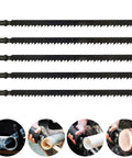 Five Piece T Handle Carbon Steel Jigsaw Blades 180mm Replacement Saw Set For Hardwood Plywood And Curve Cutting Gear That Crushes Thick Lumber With Total Gutsy Ease And Straight Up Reliability, showcasing serrated edges.