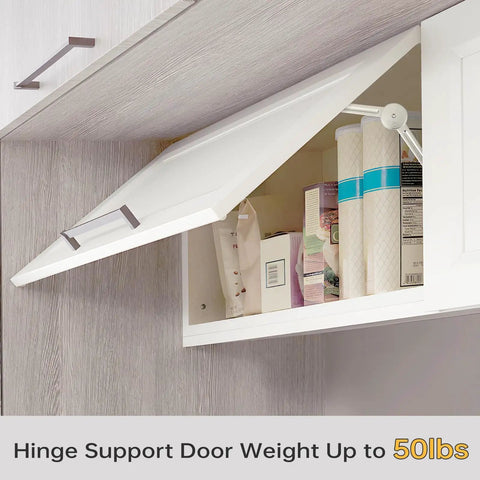 2 Pack Heavy Duty Lid Support Hinges With 110 Degree Free Stop, Tension Adjustable, Supports Up To 50 Lbs For Upper Cabinets And RV Cabinets