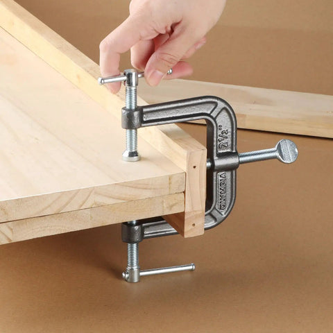 Three Way Edging Clamp For Woodworking And Trim Fitting With Malleable Iron Frame And Black Oxide Spindle And Handle Built Tough Heavy Duty Tool For Secure Moldings Even Pressure Model 38 192 Black on wood trim