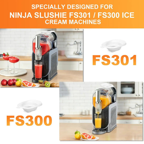 Ninja Slushie FS300 and FS301 machines with Foldable Silicone Funnel With Anti Splash Flow Hood for mess-free pouring.