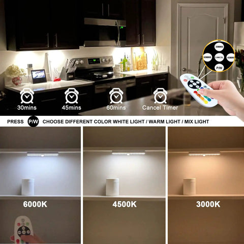 Under Cabinet Lighting 48 LED Wireless Rechargeable Light Bar With Remote, 15 Color Changing RGB And Dimmable White Modes, No Wiring Needed, Perfect For Kitchen Counter, Closet, Hallway, Display Shelf, And Stairs