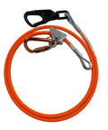 High Visibility Flip Line Kit For Tree Climbing Five Eighth Inch By Twelve Foot Neon Orange with aluminum swivel and carabiners