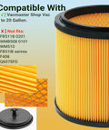 2 Pack Replacement Cartridge Vacuum Filter For 5 To 20 Gallon Wet Dry Vacs VBV1210 Compatible Shop Vac Filter fits Hart Vacuums