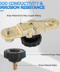 Side Post Battery Disconnect Switch For Cars Trucks And Boats Quick Cutoff Isolator Kill Switch Battery Drain Prevention Durable Zinc Alloy Copper Plating