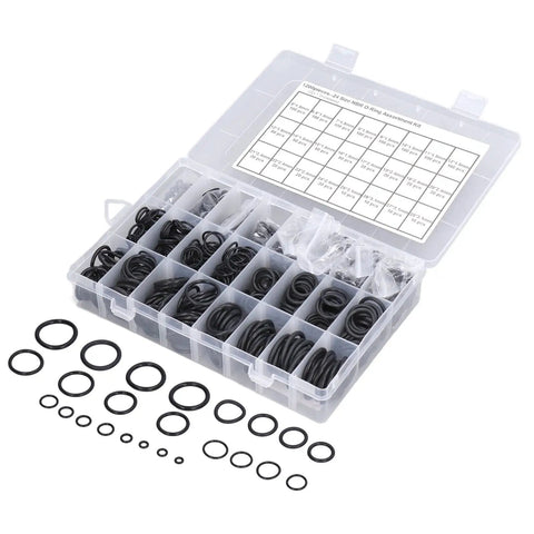 1200 Piece Nitrile Rubber O Ring Sealing Gasket Kit With 24 Common Sizes Black O Rings In A Handy Storage Box For Auto Home Industrial Hydraulic