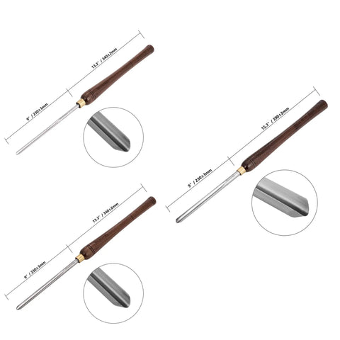 Badass 3 Piece HSS Bowl Gouge Set For Wood Turning Lathe Tools Pre Sharpened Heavy Duty High Speed Steel Carving Chisels close-up of tips