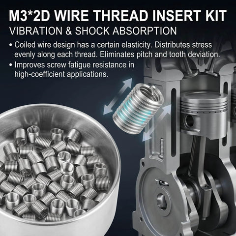 Thread Repair Kit With 50Pcs Stainless Steel Helical Inserts For Restoring Damaged Threads In Steel And Aluminum, M3 Size
