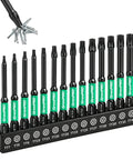 Torx Bit Set 14pc for Impact Drivers, Tamper Proof Security Torx Bits T7 Through T40, 1/4 inch shank, 3 inch driver bits in case