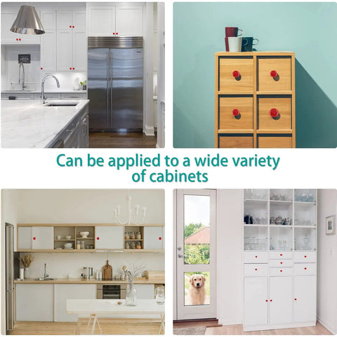 Upgrade Your Home With Fresh Red Ceramic Cabinet Knobs One Point Five Inches Wide Sleek And Slick For Modern Kitchen Drawers on various cabinets.