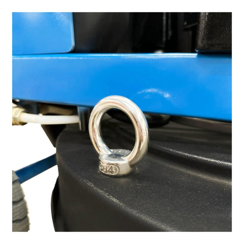Close-up of durable metal lifting eye on Heavy Duty 25.7 Inch Planetary Concrete Grinder for easy transport.