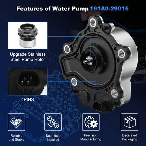 Features of Electric Engine Water Pump With Gasket For Toyota Prius And Lexus Ct200h, Stainless Steel Rotor, 161A0-29015