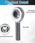 XM6 And XML6 Heavy Duty Durable Joint Rod Ends Kit 3/8 Inch Bore 3/8-24 UNF Left And Right Hand Male Threads Chrome Rod End Bearings For Steering And Traction Bars 1 Pair Includes 2 Pieces, alloy steel with nylon pad