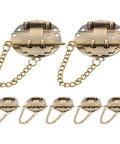 Retro Iron Alloy Hasp Latch Tower Buckle Chain Lock For Vintage Jewelry Chest Treasure Display Case Security in gold finish.