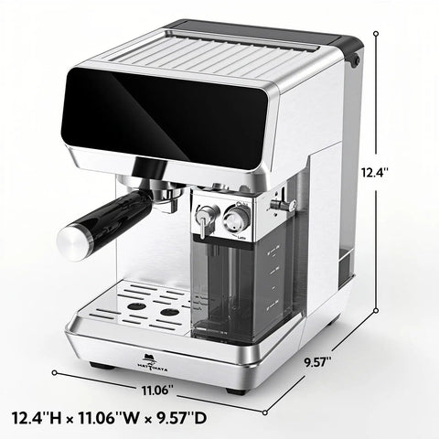 Kickstart Your Daily Grind With This Barista Quality Espresso Machine Featuring An Automatic Milk Frother And Rapid Heat Extraction Through Intuitive Touch Controls For Hella Smooth Lattes, compact design, 12.4"H x 11.06"W x 9.57"D.