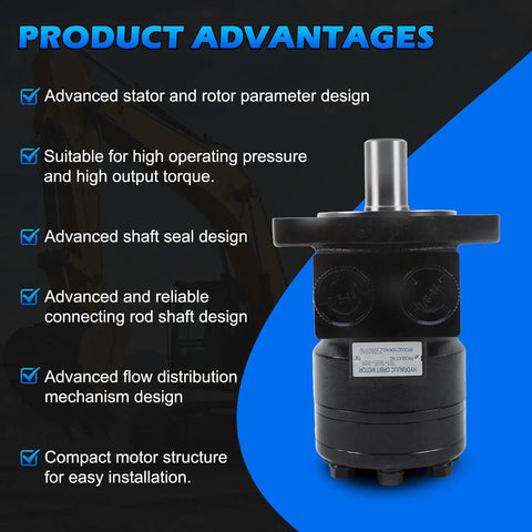Heavy Duty Hydraulic Motor For Char-Lynn Eaton H Series Replacement 101-1035-009 with features on dark background