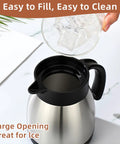 Set Of Two Heavy Duty Thermal Coffee Carafe And Creamer Pitcher In Sleek Silver Finish With Double Wall Insulation Keeps Your Daily Brew Hot Or Cold Hella Long Includes Matching Clean Brushes For Home And Office, large opening for ice, easy to fill and clean.