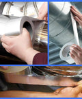 Applying Aluminum Foil Tape 2 Pack 1.9 In By 150 Ft 3.4 Mil Contractor Grade Foil Duct Tape for HVAC repair and insulation.