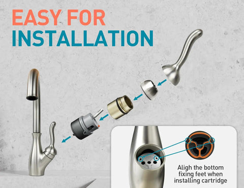 Easy installation of Single Handle Faucet Cartridge Replacement For Diamond Seal DST Models with parts assembly guide.