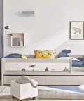 Children's room with adjustable magnetic heat and air deflector for vents sidewall and ceiling registers extends from 10 to 16 inches