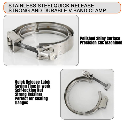 3 Inch Exhaust V Band Clamp No Fuss With Quick Release Stainless Steel 304 showcasing open and closed positions