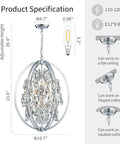 Product specifications of Large Modern Globe Crystal Chandelier With 9 G9 Bulbs Not Included Adjustable Hanging Light Fixture
