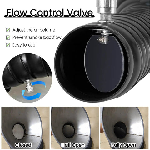 Flexible Fume Extraction Arm For Welding And HVAC 3 Point 3 Ft Duct Hose 160mm Exhaust with flow control valve settings