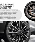 Top Shelf American USA Flag Wheel Center Caps For Chevrolet GMC Colorado Yukon Sierra 3.25 Inch Rim Hub Covers Blackout Design on alloy wheels.