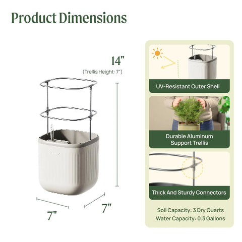 Indoor Garden Mini Planter With Trellis Self Watering System For Climbing Vegetables And Herbs Countertop Planter Box 2 Pack