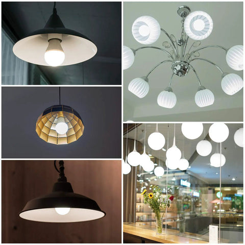 Modern ceiling lights displaying Dope E17 Intermediate Base LED Bulbs Pack Of 4 6W 60 Watt Equivalent Globe Style Ceiling Fan Light Bulbs