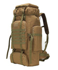 Beefy 70 Liter And 100 Liter Hiking Backpack For Men, Military Style Rucksack With Molle System, Rugged Outdoor Adventure Gear side view