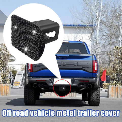 Bling Crystal Rhinestone Trailer Hitch Cover For 2 Inch Receivers With Lock on blue truck