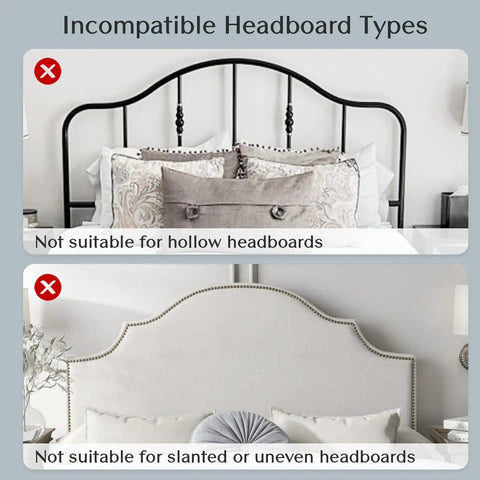 Image showing incompatible headboard types for No Drill Headboard Reading Light With Dimmable LED, Gold Finish.