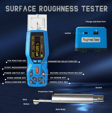 22 Parameter Handheld Digital Surface Roughness Tester Meter KR220 Portable Profilometer With Real Time Clock On Shop Floor Ra Rz Range And Clear Display For Accurate Surface Measurement