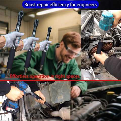 Offset Wrench Extender For 1/2 Inch Drive Impact Wrench, Heavy-Duty Ratchet Extension For Tight Spaces, mechanics using tool on engines