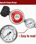 CALPOSE 5ft stainless steel propane regulator hose with gauge, red dial set to 0-30 PSI