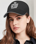 Woman wearing No Crying On The Yacht Golf Hat For Men - Cool Lightweight Golf Cap With Classic Silhouette And Easy To Carry Design.