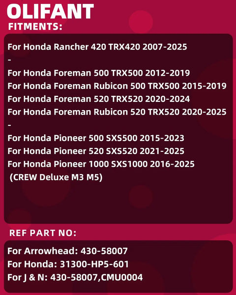 Honda Power Shift Control Motor Replacement For Rancher 420 TRX420 2007-2025 And Foreman 500/520 ATVs, Easy-Install Pro Grade Gear Shift Motor For Smooth Shifts, Rugged Transmission Control Unit For Reliable ATV Performance. Fitment chart