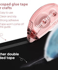 12 Pack Scrapbook Tape Roll Set For Craft Pros, Double Sided Adhesive Glue Runner with clear light shell on black surface