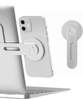 Magnetic Laptop Phone Holder With MagSafe For iPhone 12 To 17 Side Monitor Mount Slim Portable Foldable Computer Bracket Adjustable Angle Desk Setup For Easy Calls And Texts attached to laptop
