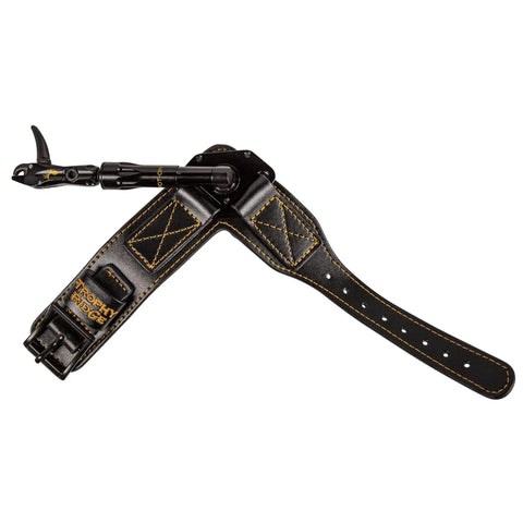 360 Degree Archery Release With Rotating Head Torque Free Precision Swiveling Arm Adjustable Length Leather Buckle Strap